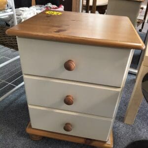 Modern White and Pine Bedside Table