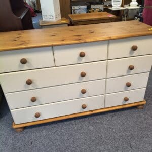 Modern Solid Wood Chest of Drawers, Brown and White