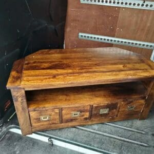 Argos Modern Dark Wood TV Stand with Open Shelf and Drawers