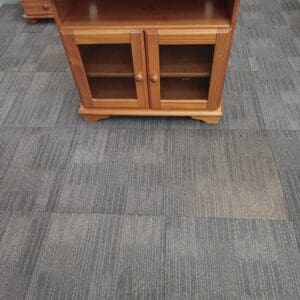 Modern Solid Pine TV Stand with Glass Doors