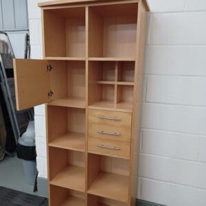 Modern Solid Wood Bookcase with Storage, Drawers & Cupboard