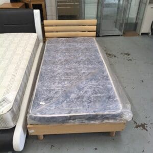 Wood Single Bed Frame with Brand New Mattress