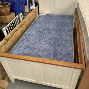 White and Wood Single Bed Frame with mattress