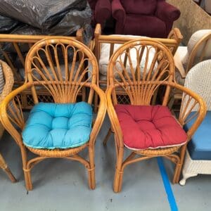 Wooden Wicker Chair set with Cushions