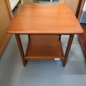 Square wooden side table.