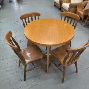 Wooden circle dining room set with 4 chairs