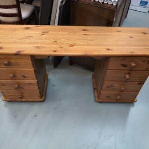 Solid Pine Office Table with 8 Drawes