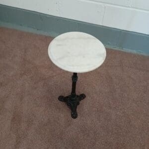 Marble table with metal legs