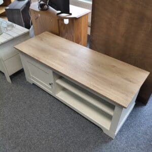 White and Light Pine TV Stand