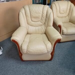 Cream Leather Armchair