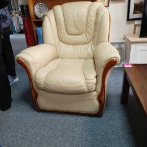 Cream Leather Armchair