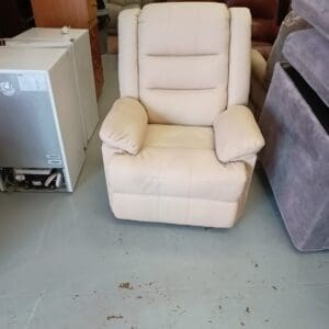 Cream Leather Recliner Armchair