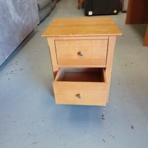 Wooden Bedside Table with Two Drawer