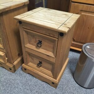 Wooden Bedside Table with Two Drawer
