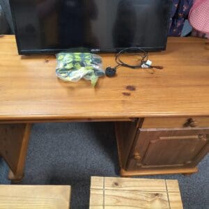Wooden Desk with Drawer and Cupboard