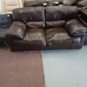 Brown Leather 2-Seater Sofa