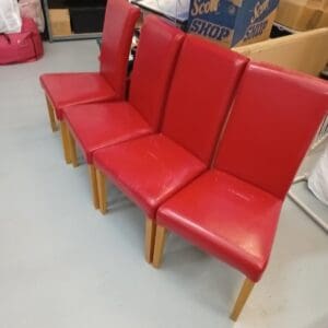Set of 8 Red Leather Dining Chair