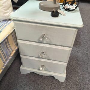 Light Blue Bedside Table with Three Drawer