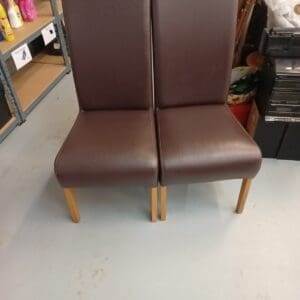 Pair of Brown Faux Leather Dining Chair
