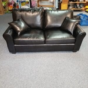 Black leather sofa bed