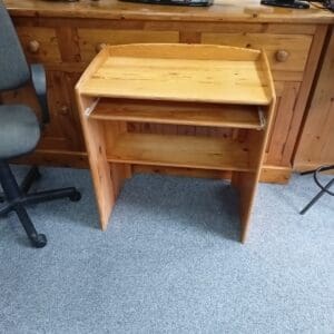 Light Wood Office Desk with Pull-Out Keyboard Tray
