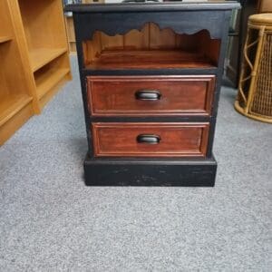 Black Bedside Table with Two Drawer