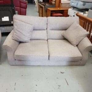 Two-seater grey fabric sofa