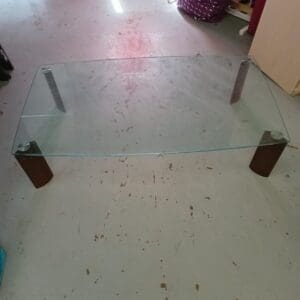 Glass Top Coffee Table with Wooden Legs