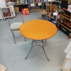 Folding Round Table with Two Chair and Cushions