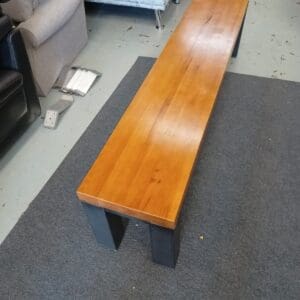 Solid Oak Bench with Metal Legs