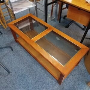 Wooden Coffee Table with Glass Top
