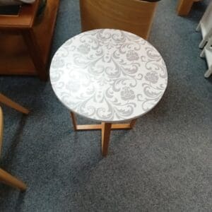 Round Side Table with Patterned Top