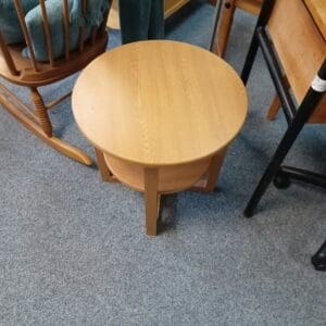 Round Oak Effect Side Table