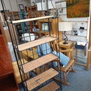 Metal and wicker shelving unit
