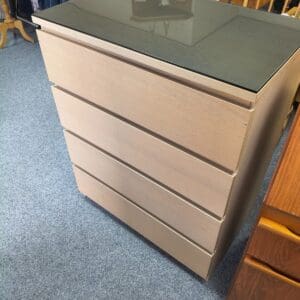 IKEA Malm Ash Effect 4 Drawer Chest with Glass Top