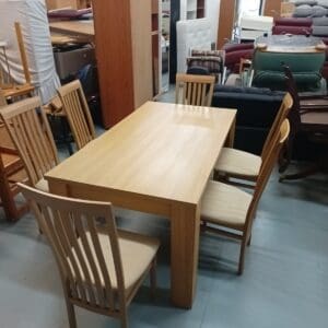 Solid Wood Dining Table with Six Chair