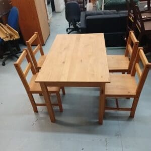 Wooden dining table with 4 chairs