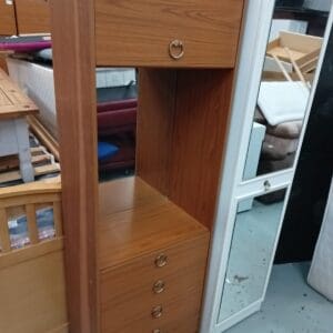 Wooden Wardrobe Unit with Mirror and Drawer