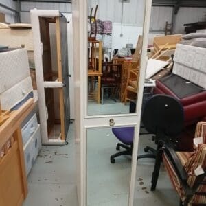 Single white wardrobe with mirrored doors
