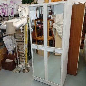 White double wardrobe with mirrored doors