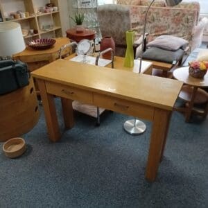 Solid Oak Side Table with Two Drawer