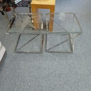 Matching Metal Framed Glass Side Table