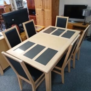 Marble Top Dining Table and Sideboard Set