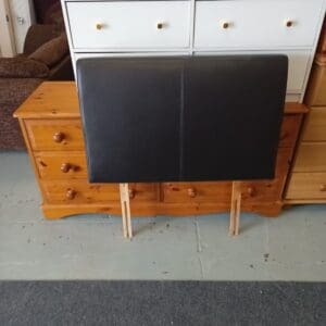 Single Brown Faux Leather Headboard