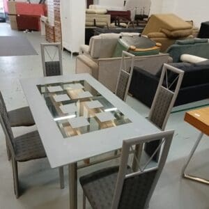 Glass Top Dining Table and Four Chair