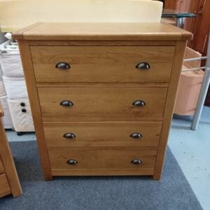 Oak Effect Chest of Drawer with Metal Handles