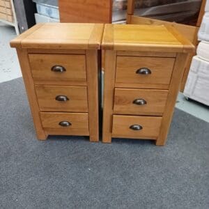 Pair of Oak Effect Bedside Table with Metal Handles