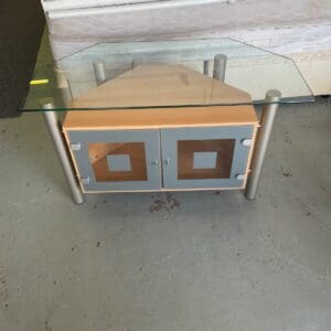 Glass Top TV Unit with Two Doors