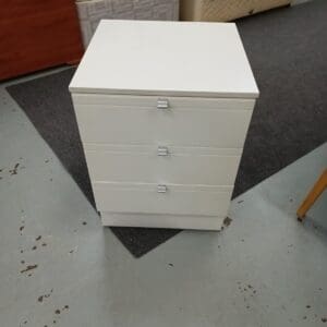 White Bedside Table with Three Drawer