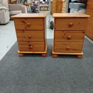 Pair of pine bed side units
